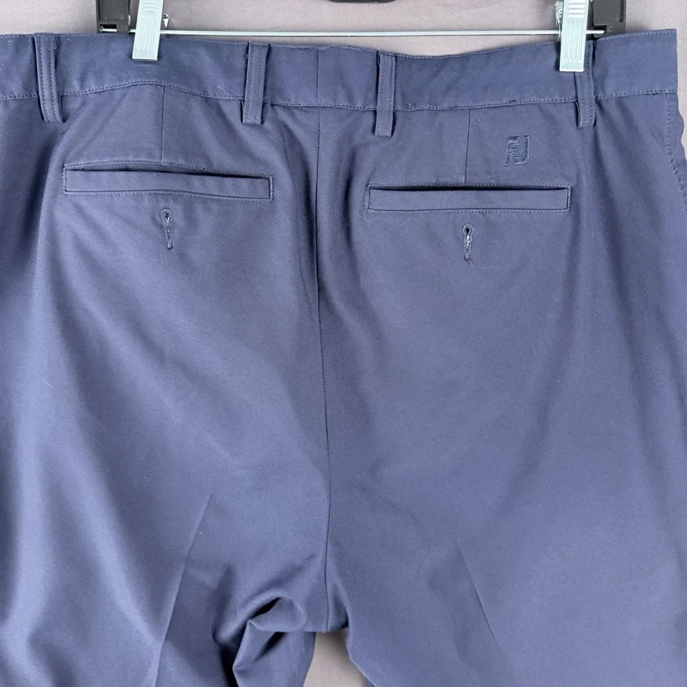 FootJoy Stretch Golf Pants Blue Solid Flat Front Classic Fit 34x32 Pockets